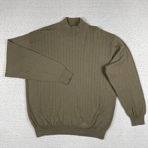 Preswick & Moore‎ Sweater Mens XL Beige Ribbed Career Merino Wool Italy Office